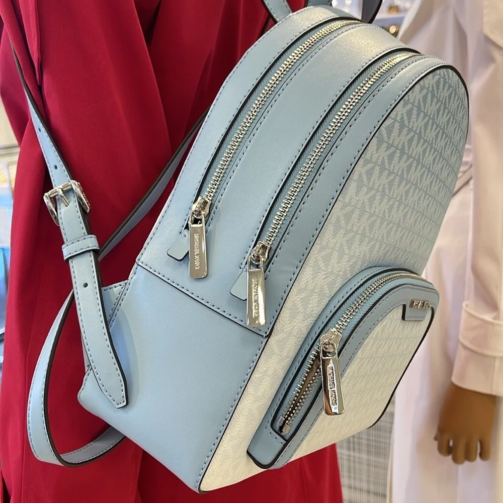 MICHAEL KORS Jaycee Medium Ombré Signature Logo Backpack Light Sky NWT